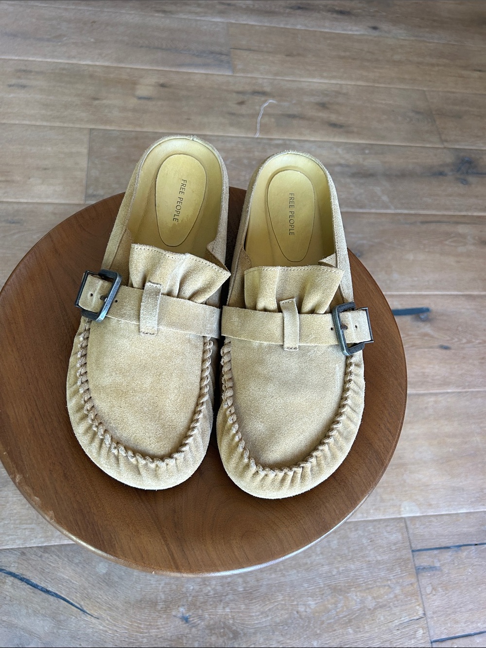 Free People Suede Slip-On Loafers in Tan